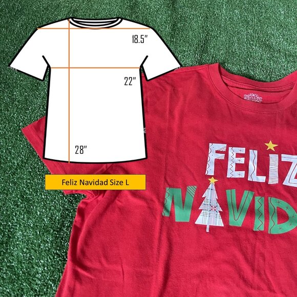 Wondershop Feliz Navidad Crew Neck Short Sleeve Loungewear Pajama Sleep Top L - Picture 2 of 13
